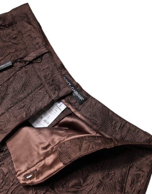 Dolce & Gabbana pruunid lillelised brokaadimustriga minipüksid