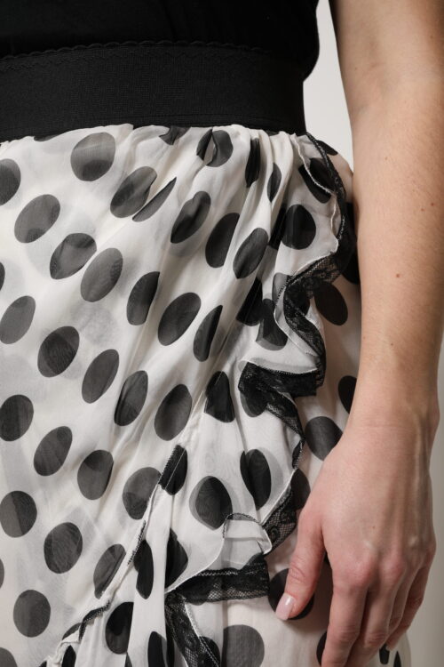 Dolce & Gabbana valge mustade täppidega põlvepikkune seelik