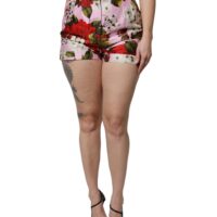 Dolce & Gabbana Pink kõrge vöökohaga lillemustrilised hotpants lühikesed püksid