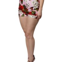 Dolce & Gabbana Pink kõrge vöökohaga lillemustrilised hotpants lühikesed püksid