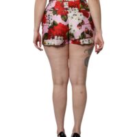 Dolce & Gabbana Pink kõrge vöökohaga lillemustrilised hotpants lühikesed püksid