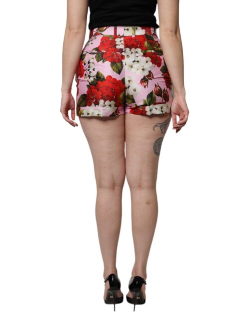 Dolce & Gabbana Pink kõrge vöökohaga lillemustrilised hotpants lühikesed püksid