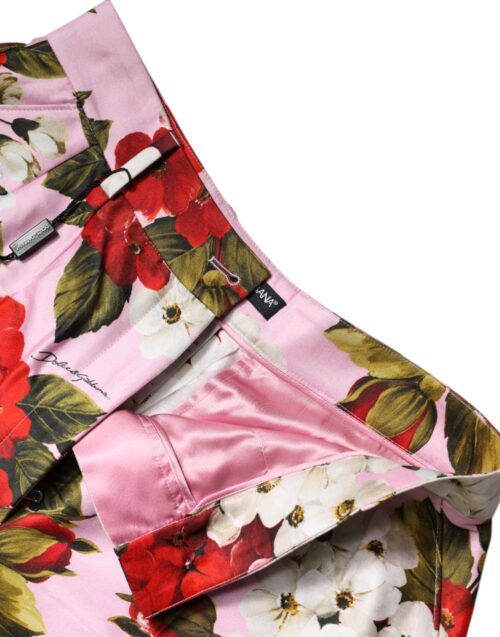 Dolce & Gabbana Pink kõrge vöökohaga lillemustrilised hotpants lühikesed püksid