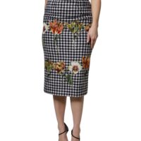 Dolce & Gabbana mitmevärviline lilleprindiga kõrge vöökohaga midi-pliiatsseelik