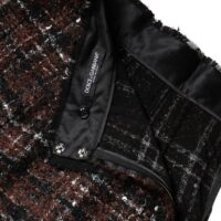 Dolce & Gabbana Mitmevärviline kõrge vöökohaga tartaanmustriga tweed miniseelik