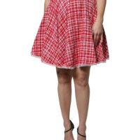 Dolce & Gabbana punane-valge kõrge vöökohaga A-lõikeline seelik