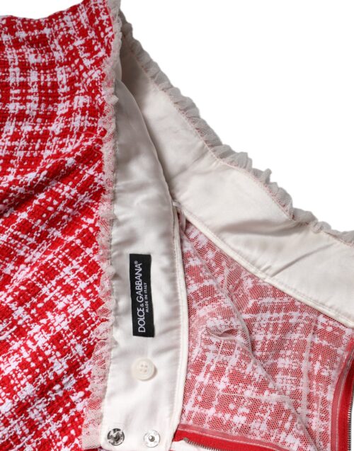 Dolce & Gabbana punane-valge kõrge vöökohaga A-lõikeline seelik