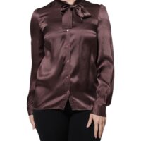 Dolce & Gabbana Pruun lipskraagiga pikkade varrukatega pluus