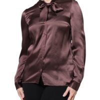 Dolce & Gabbana Pruun lipskraagiga pikkade varrukatega pluus