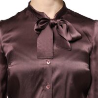 Dolce & Gabbana Pruun lipskraagiga pikkade varrukatega pluus