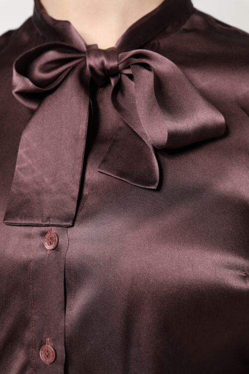 Dolce & Gabbana Pruun lipskraagiga pikkade varrukatega pluus