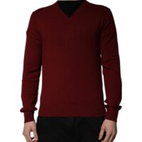 Dolce & Gabbana bordoovärvi V-kaelusega pullover-kampsun meestele