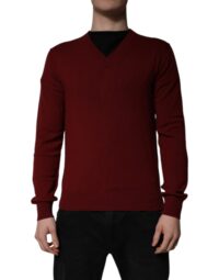 Dolce & Gabbana bordoovärvi V-kaelusega pullover-kampsun meestele