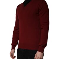 Dolce & Gabbana bordoovärvi V-kaelusega pullover-kampsun meestele
