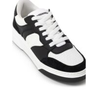 Dsquared² Black And White Leather Athletic Sneakers