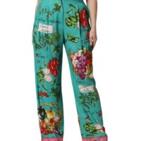 Dolce & Gabbana Rohelised mustrilised sirgelõikelised püksid