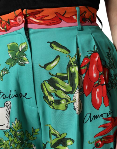 Dolce & Gabbana Rohelised mustrilised sirgelõikelised püksid