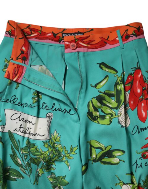 Dolce & Gabbana Rohelised mustrilised sirgelõikelised püksid