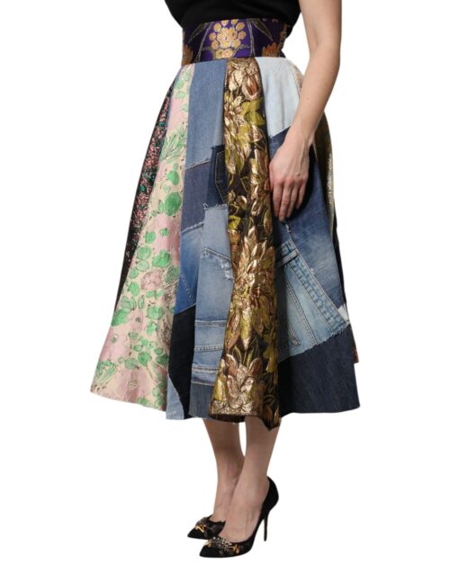 6856147.jpeg Dolce & Gabbana Mitmevärviline patchwork kõrge pihaga midiseelik