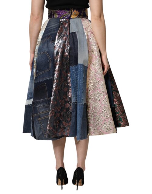 6856148.jpeg Dolce & Gabbana Mitmevärviline patchwork kõrge pihaga midiseelik