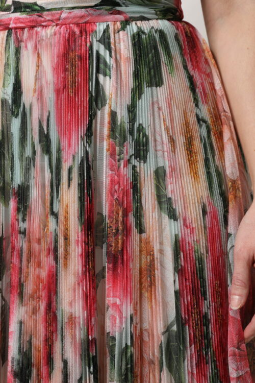 Dolce & Gabbana mitmevärviline lillemustriga kõrge vöökohaga midiseelik