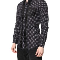 7109261.jpeg Dolce & Gabbana Must täpiline pikkade varrukatega pidulik särk Gold