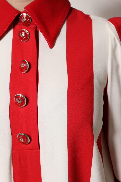 Dolce & Gabbana valge ja punase triibuga pikkade varrukatega minikleit