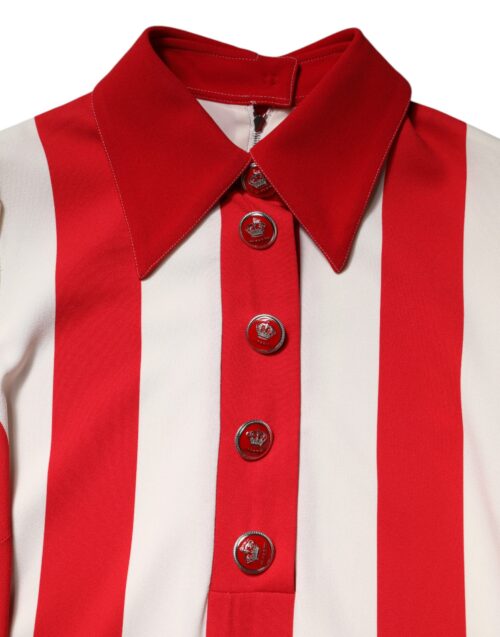 Dolce & Gabbana valge ja punase triibuga pikkade varrukatega minikleit