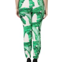 Dolce & Gabbana White Green Leaf High Waist Pants