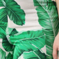 Dolce & Gabbana White Green Leaf High Waist Pants