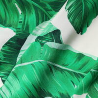 Dolce & Gabbana White Green Leaf High Waist Pants