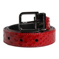 Dolce & Gabbana Red Exotic Brass Metal Buckle Belt