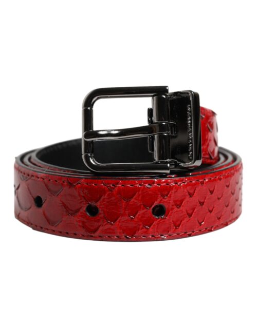 Dolce & Gabbana Red Exotic Brass Metal Buckle Belt