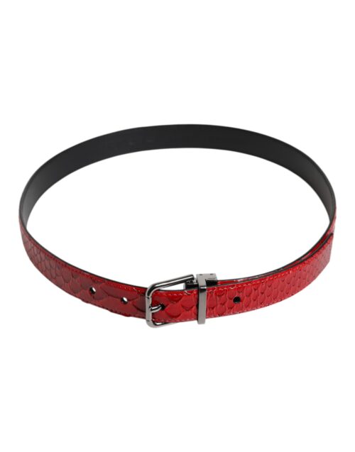 Dolce & Gabbana Red Exotic Brass Metal Buckle Belt