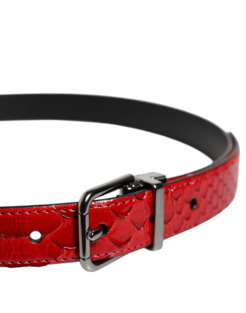 Dolce & Gabbana Red Exotic Brass Metal Buckle Belt