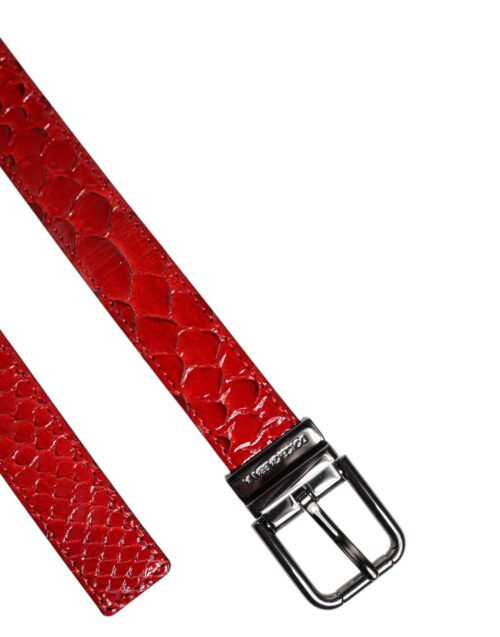 Dolce & Gabbana Red Exotic Brass Metal Buckle Belt