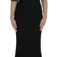 Dolce & Gabbana must pikk pitsiline bodycon maksikleit