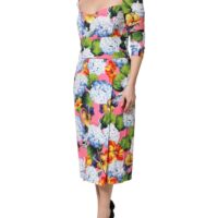 Dolce & Gabbana Mitmevärviline lillemustriga plisseeritud sirgelõikeline midikleit