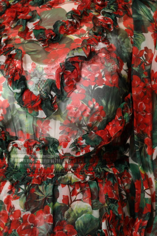 Dolce & Gabbana mitmevärviline volangidega lillemustriline pikkade varrukatega kleit