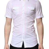 Dolce & Gabbana valge lühikeste varrukatega kuldsete detailidega vabaajapluus