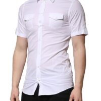 Dolce & Gabbana valge lühikeste varrukatega kuldsete detailidega vabaajapluus