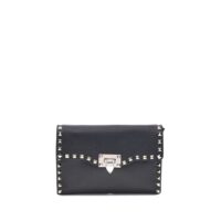 Valentino Garavani Black Calf Leather Bos Taurus Shoulder Bag