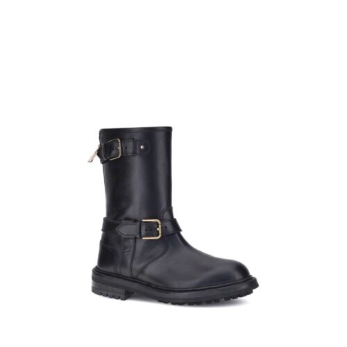 Dolce & Gabbana Black Lace-Up Boots Bos Taurus