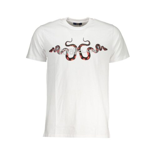 Cavalli Class White Cotton Men T-Shirt