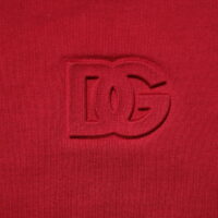 Dolce & Gabbana punane reljeefse logoga puuvillane ümmarguse kaelusega sviiter