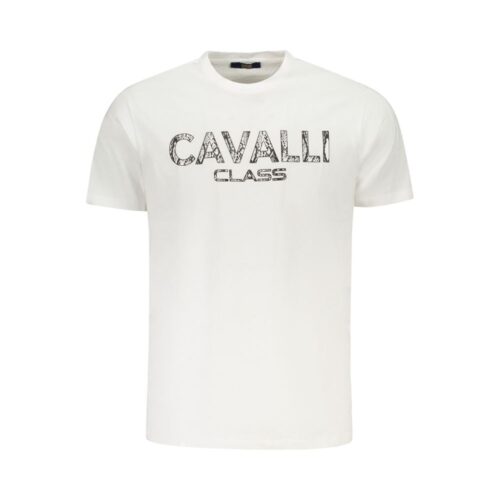 Cavalli Class Bianco Cotton Men T-Shirt