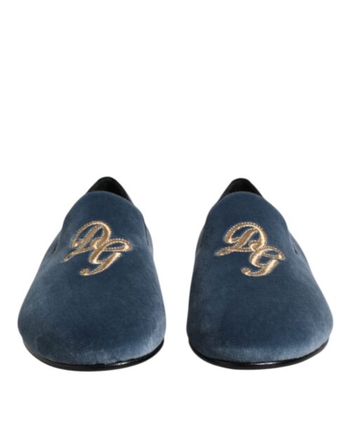 7560619.jpeg Dolce & Gabbana sinised sametist DG logoga mokassiinkingad