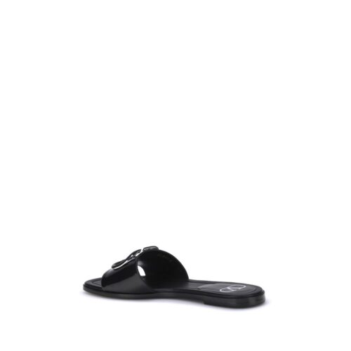 Valentino Garavani Black Calf Leather Bos Taurus Flat Sandals