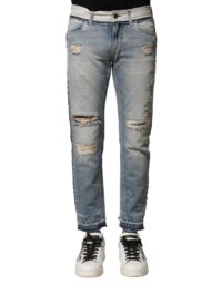 Dolce & Gabbana Light Blue Tattered sirgelõikelised meeste teksapüksid