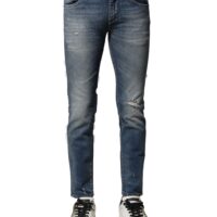 Dolce & Gabbana sinised pestud slim fit meeste teksad
